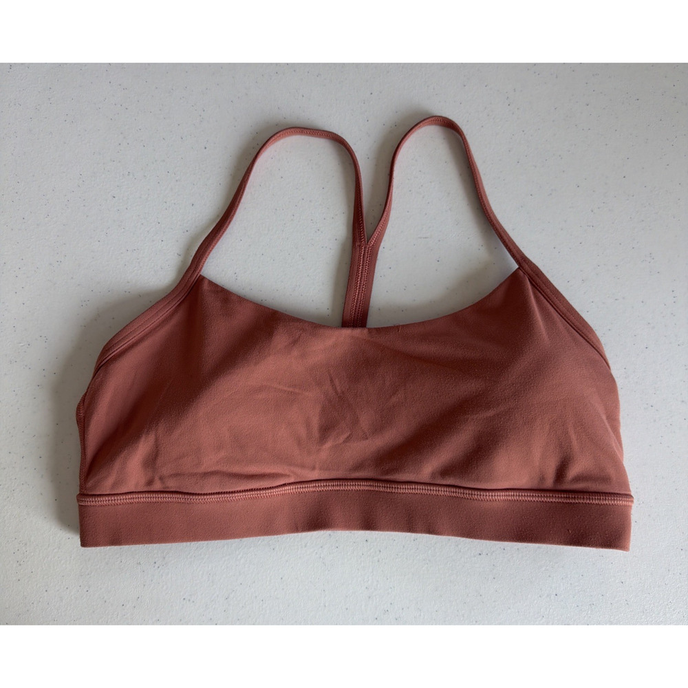LULULEMON Flow Y Bra Nulu 10 B/C burnt orange sports bra nulu athletic